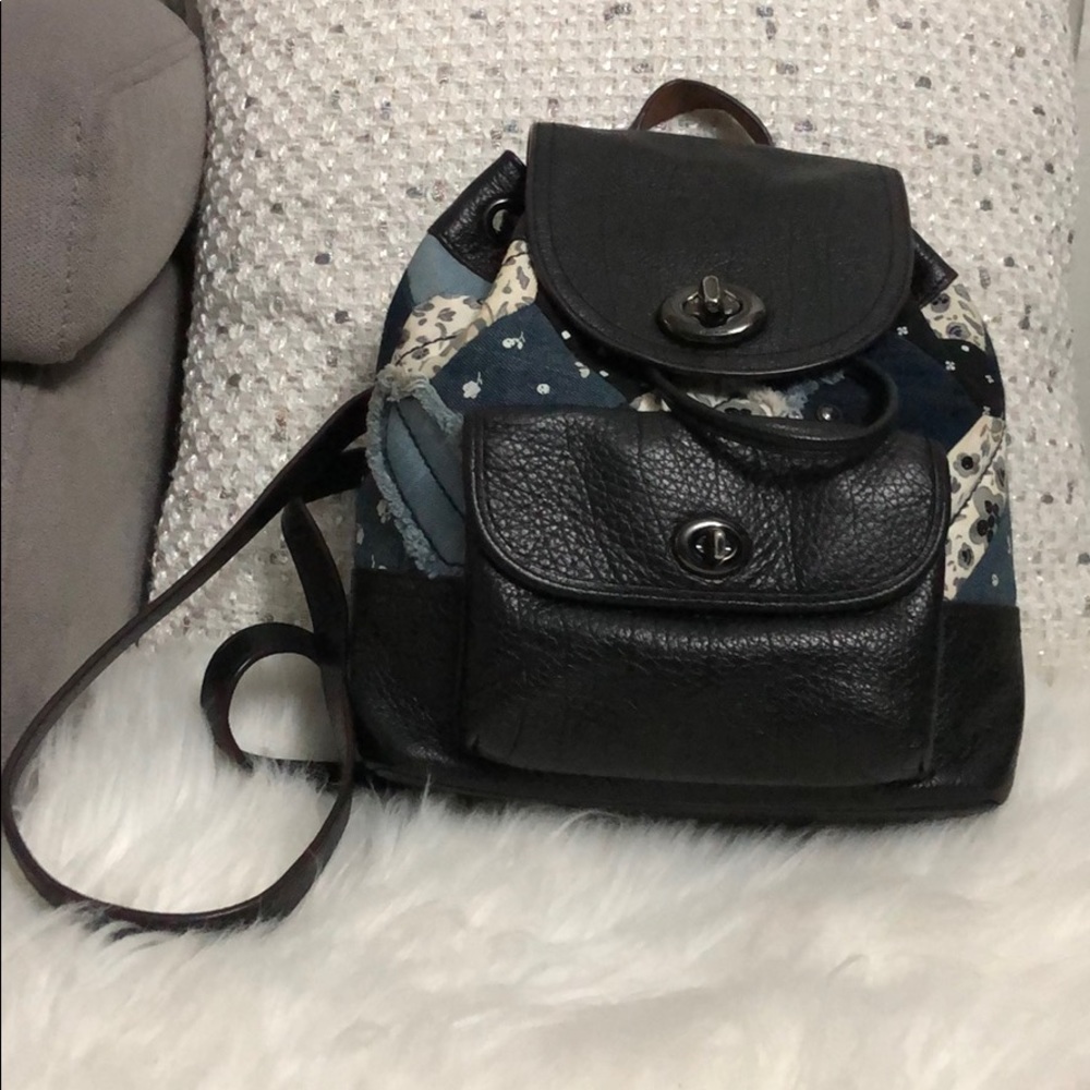 Coach leather and denim backpack